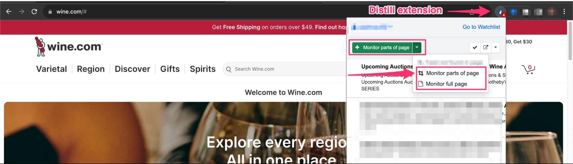 Finding wine online using a page monitor