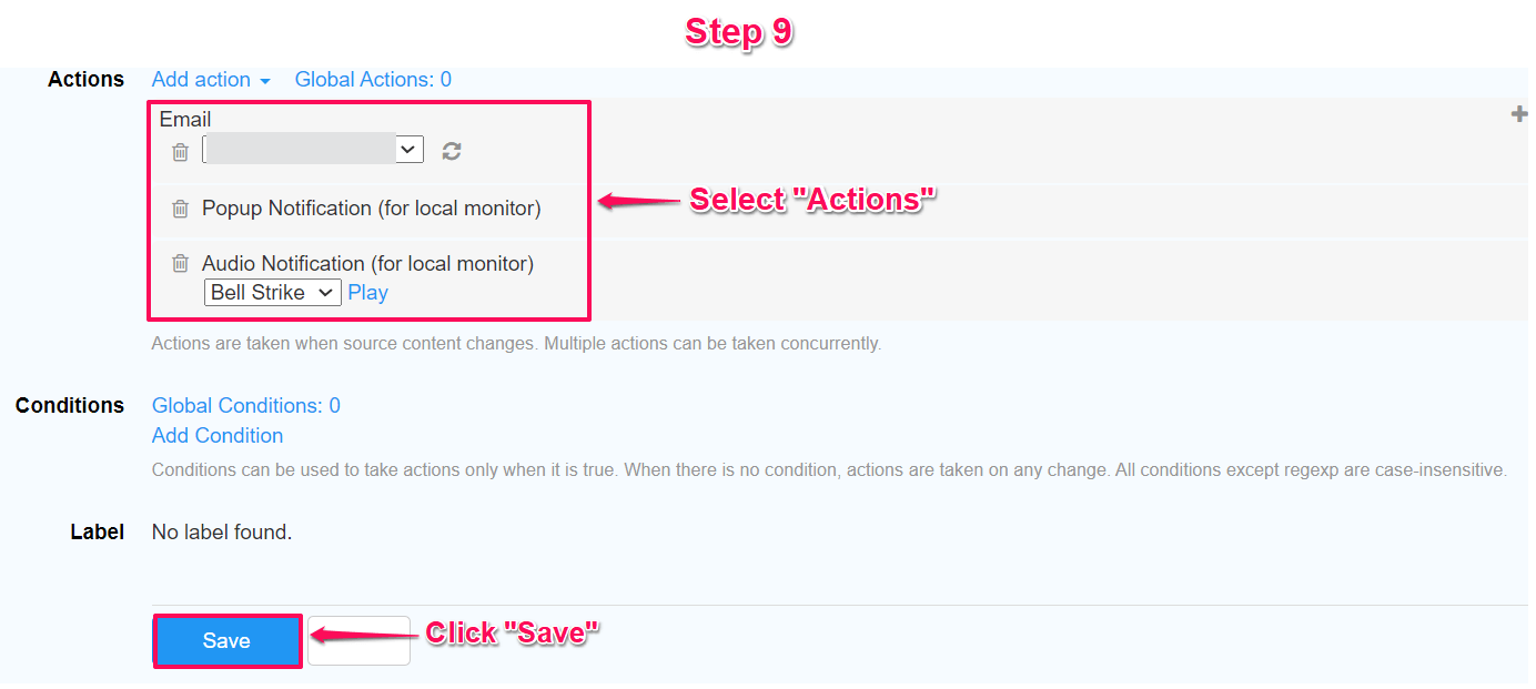 select action and save