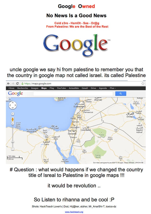 Google Palestine website 