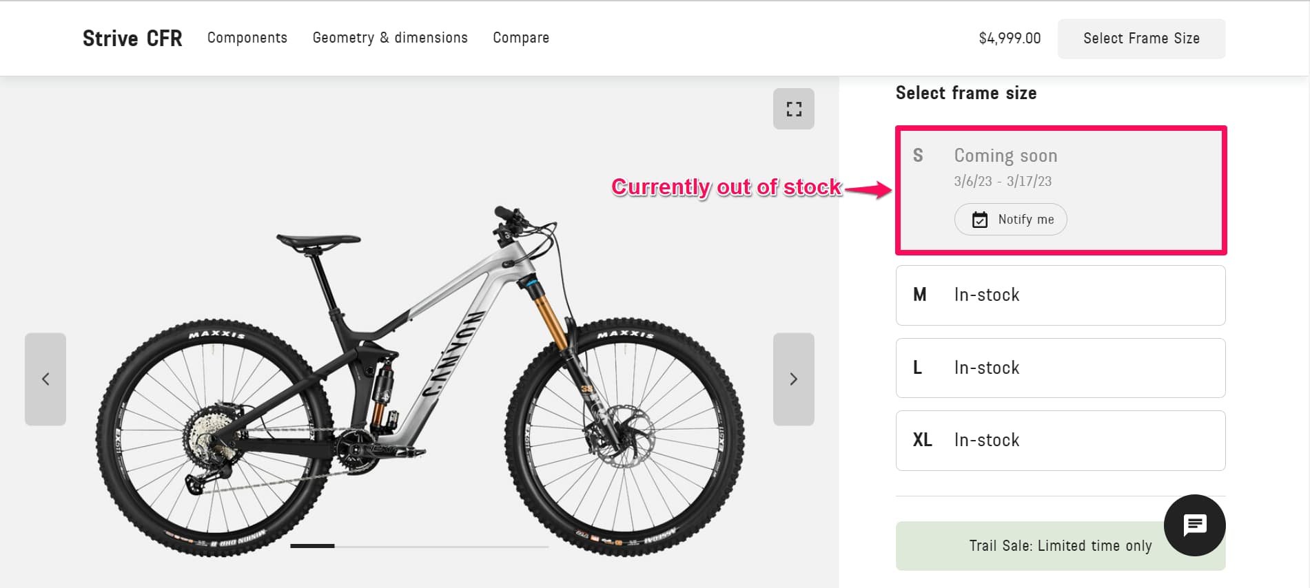 Get price drop and availability alerts for bikes on websites