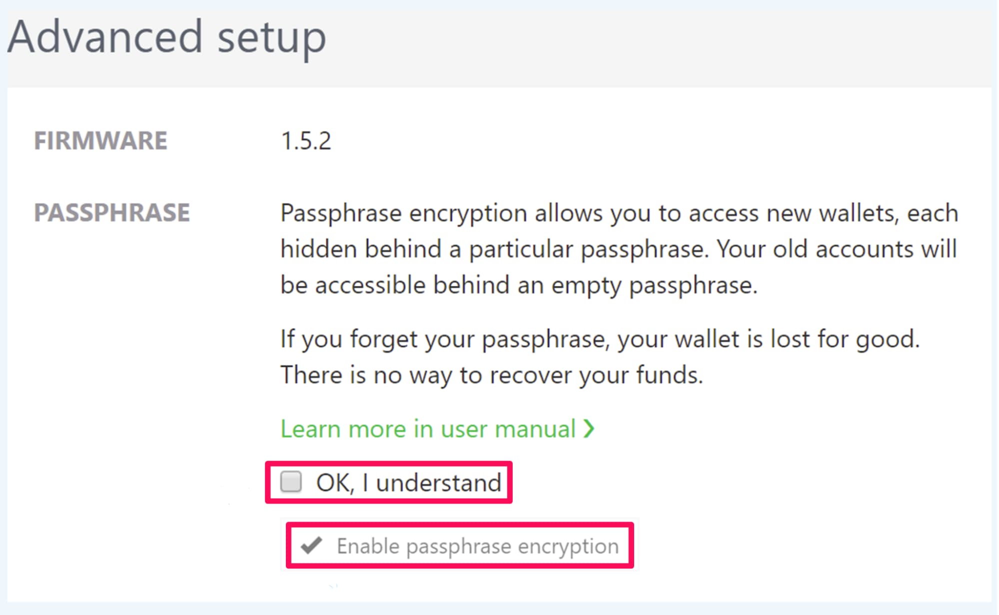 Enable passphrase encryption