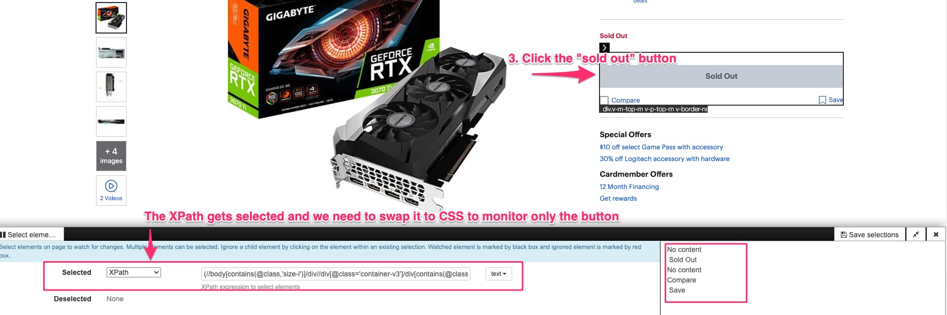 Type of selector for GeForce RTX 3070 Ti