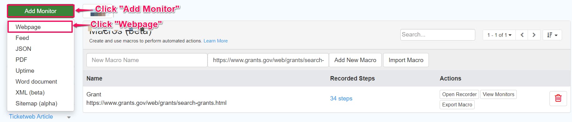 Track grants.gov using Distill