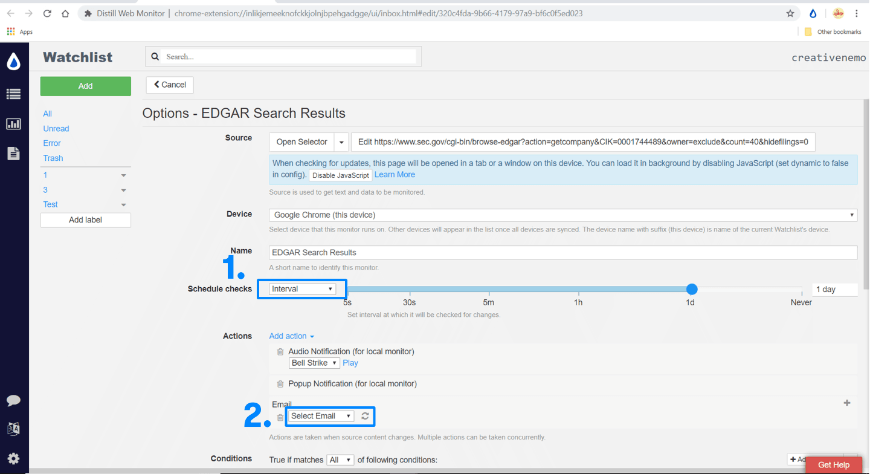 Change settings in Distill Dashboard