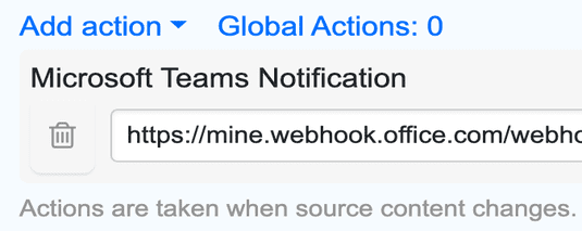 MS Teams change notification action