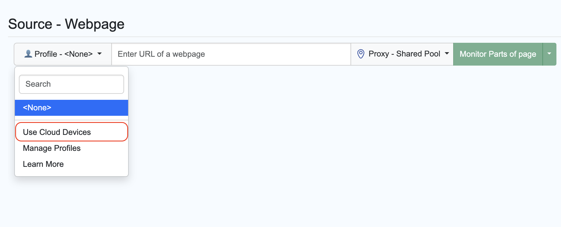 Use Cloud Devices option present in the Profiles menu