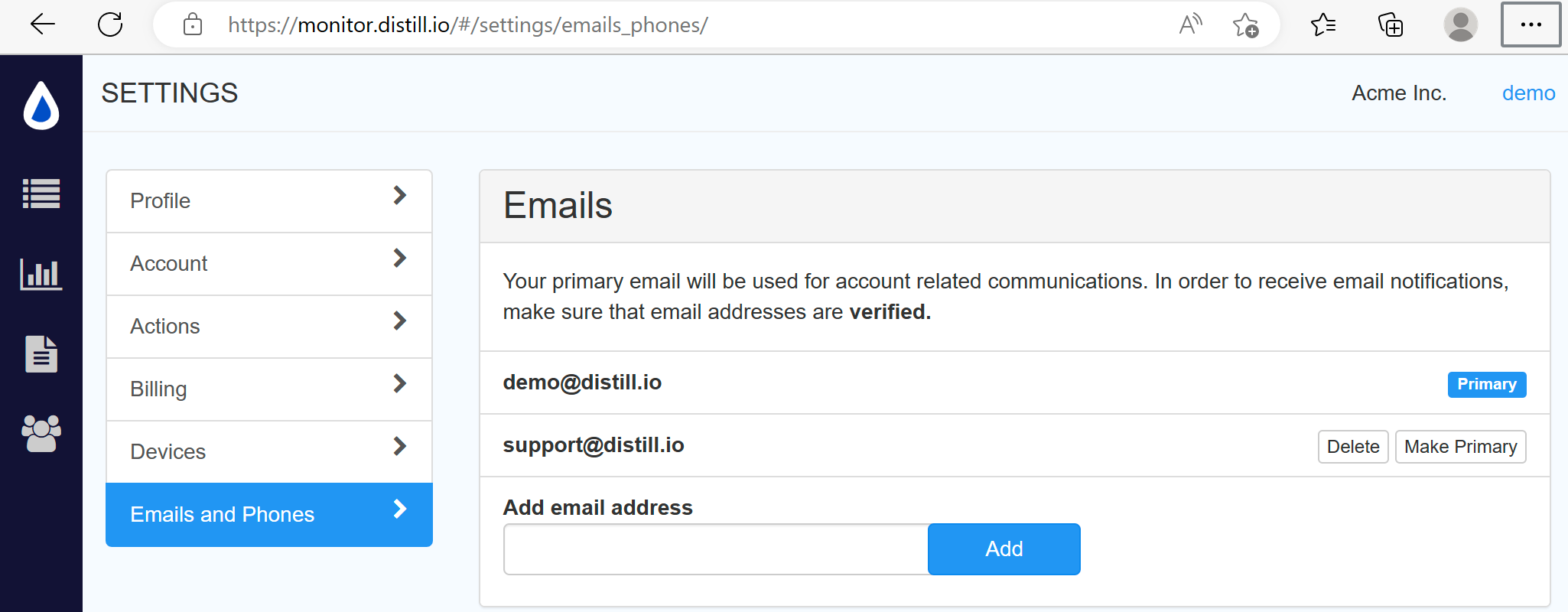 Add email to Distill Web Monitor