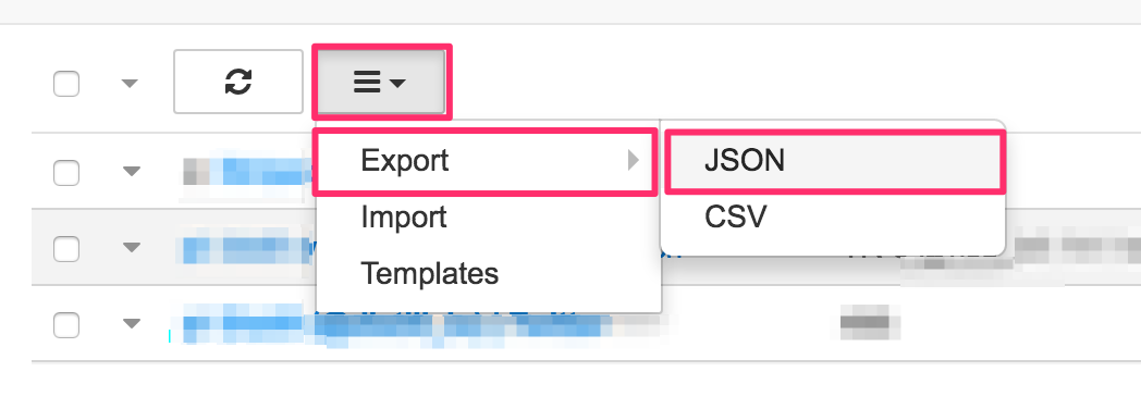 Export JSON