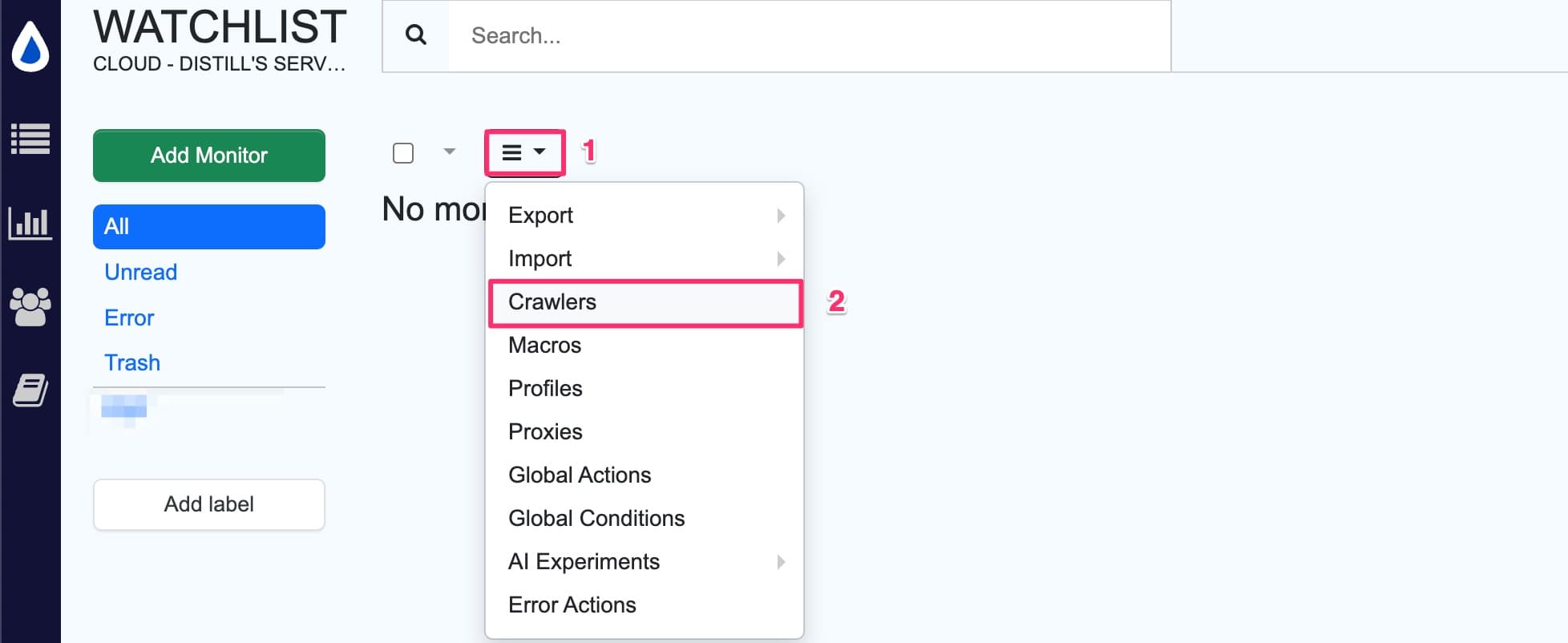 view and manage crawler