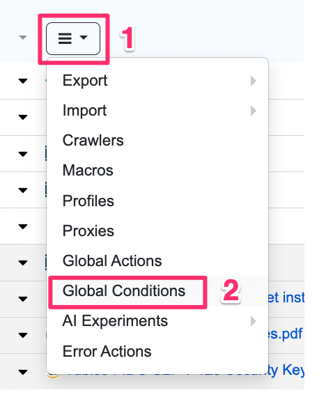 Global conditions Option