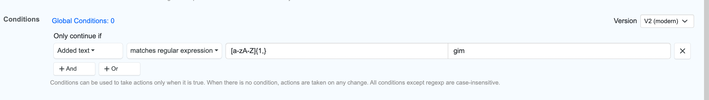 Regex condition