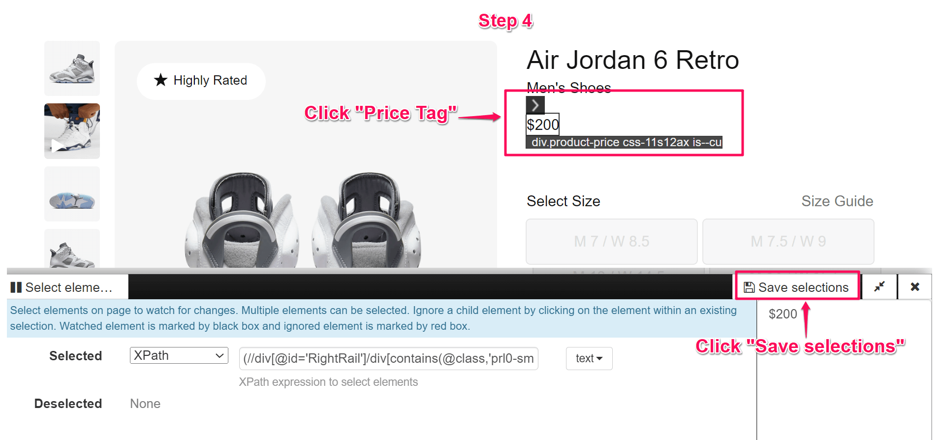 Select the section you want to monitor select part to monitor